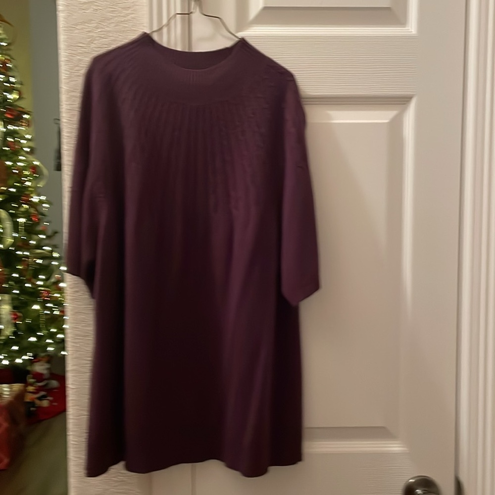Sag Harbor Woman mock neck sweater purple short sleeves XL